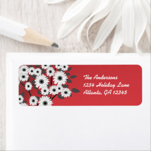 White Daisies on Red Christmas Labels
