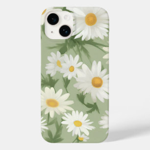 White Daisies On Sage Green Case-Mate iPhone 14 Case