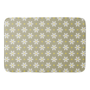 White Daisies Pattern Custom Background Bath Mat