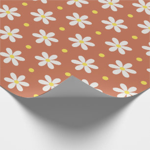 White Daisies Pattern Custom Background Wrapping Paper