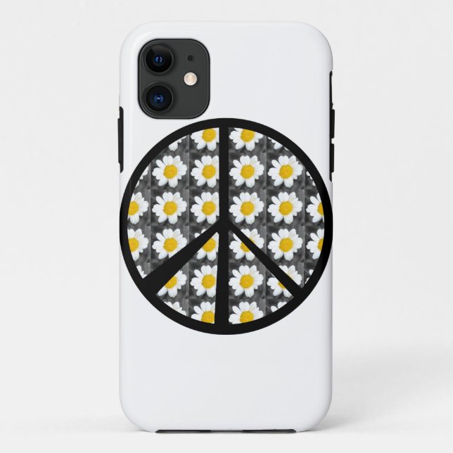 White Daisies Peace Sign Case-Mate iPhone Case (Back)