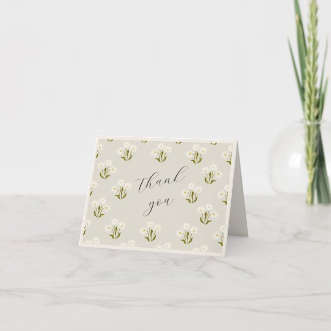 White daisies Personalized Thank you card (Front)