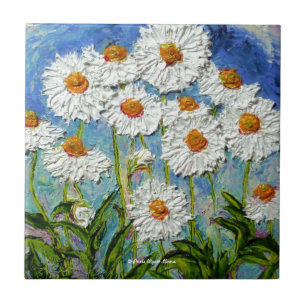 White Daisies Tile