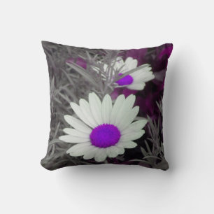 White Daisies (w/Purple) Throw Pillow *reversible*