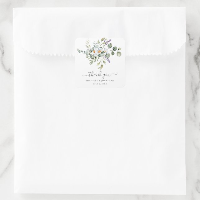 White Daisies Wedding Favour Sticker (Bag)