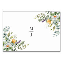 White Daisies Wedding Place Card