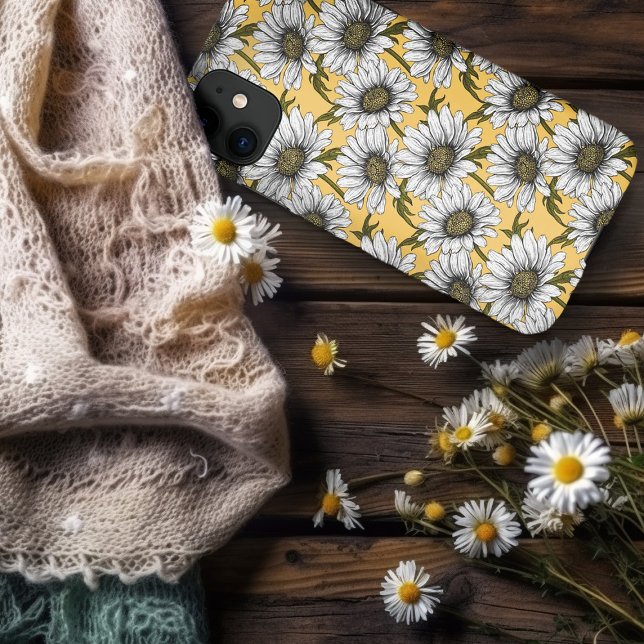 White daisies, wild flowers on yellow (Creator Uploaded)