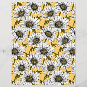 White daisies, wild flowers on yellow