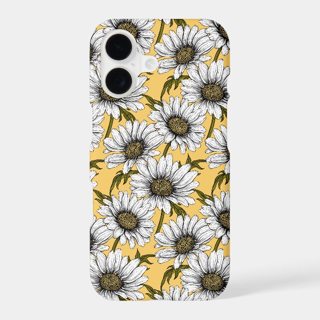 White daisies, wild flowers on yellow (Back)