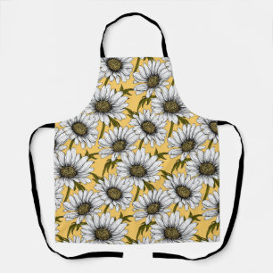 White daisies, wild flowers on yellow apron
