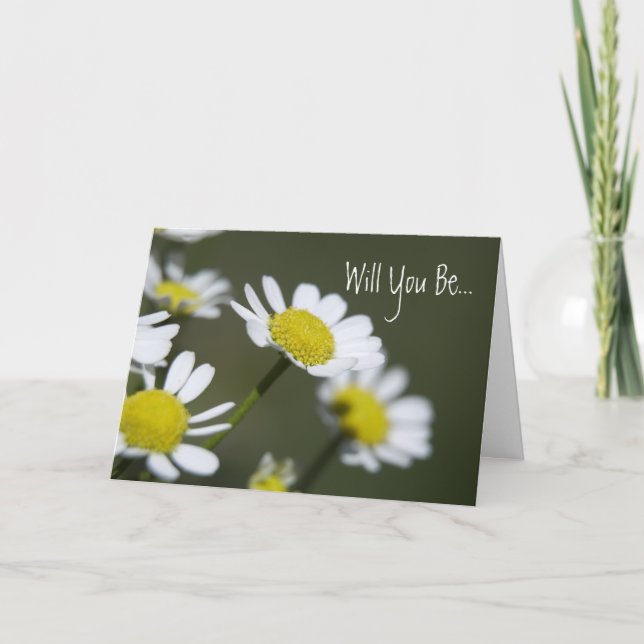 White Daisies Will You Be My Bridesmaid Invitation (Front)