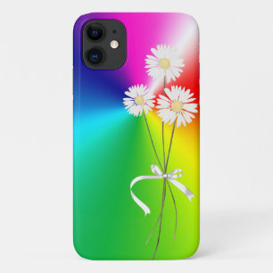 white daisies with on rainbow iPhone 11 case