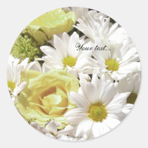 White Daisies Yel Rose Custom Envelope Seals