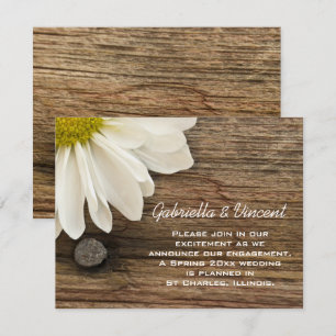 White Daisy and Barn Wood Engagement Announcement