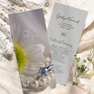 White Daisy and Diamond Ring Wedding Program