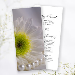 White Daisy and Pearls Wedding Program