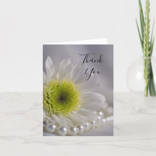 White Daisy and Pearls Wedding Thank You