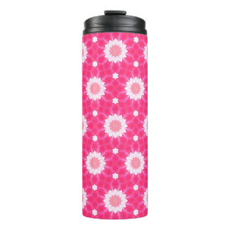 White daisy and stars over pink background pattern thermal tumbler