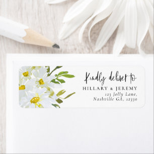White Daisy Baby shower Adresse de retour