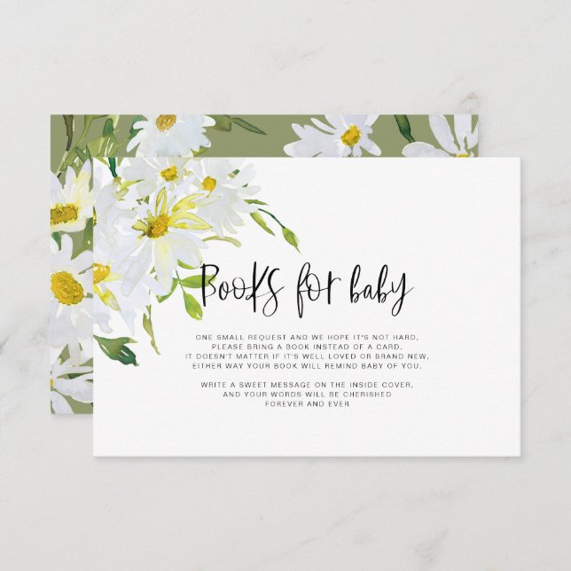 White daisy Baby Shower Books for Baby Card (Front/Back)