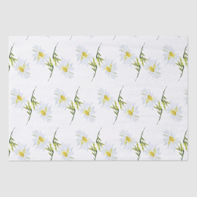 White Daisy Baby Shower Pastel green garden Tissue Paper (Front)