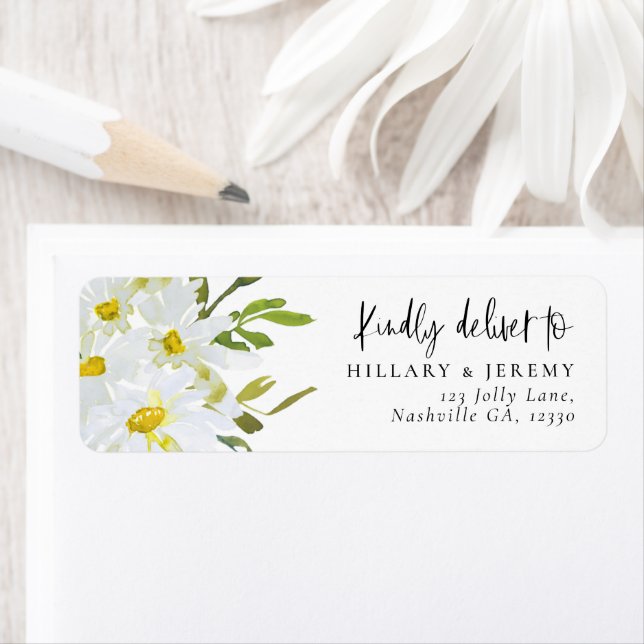 White Daisy Baby Shower Return Address  (Insitu)