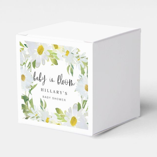 White Daisy | Baby Shower Summer floral bloom Favor Box (Front Side)