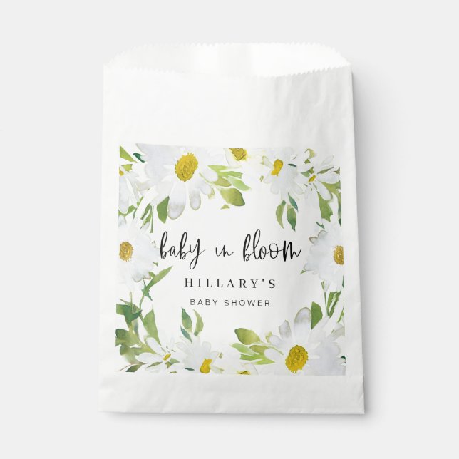 White Daisy | Baby Shower Summer floral bloom Favour Bag (Front)