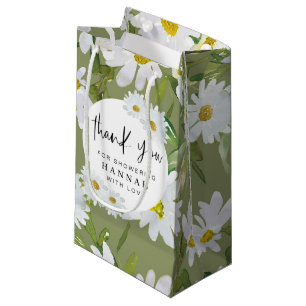 White Daisy Baby Shower Thank You Favours Small Gift Bag