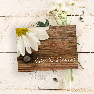 White Daisy Barn Wood Country Wedding Flat Note Note Card