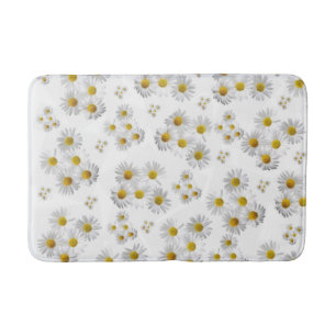 White Daisy Bathroom Bath Mat