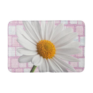 White Daisy Bathroom Bath Mat