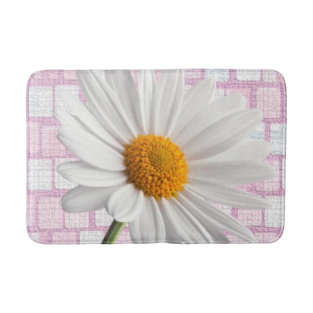 White Daisy Bathroom Bath Mat (Front)