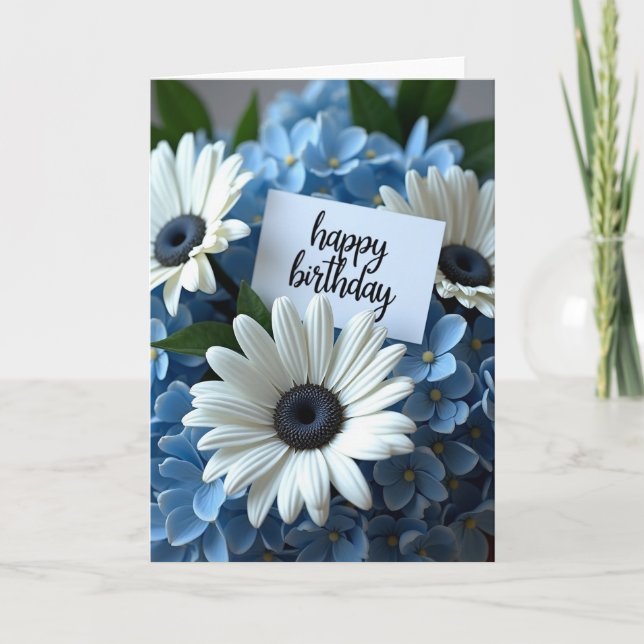 White Daisy Birthday Card (Front)