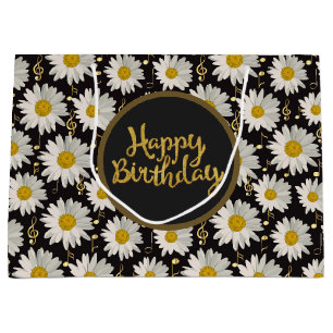 White Daisy Birthday Large Gift Bag