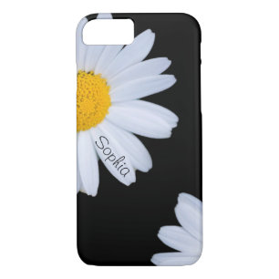 White Daisy Black Custom Name Case-Mate iPhone Case