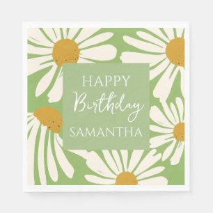 White Daisy Blooms – Floral Garden Birthday Napkin
