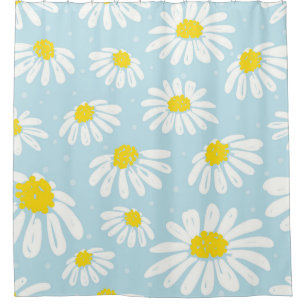 White Daisy Blue Background Seamless