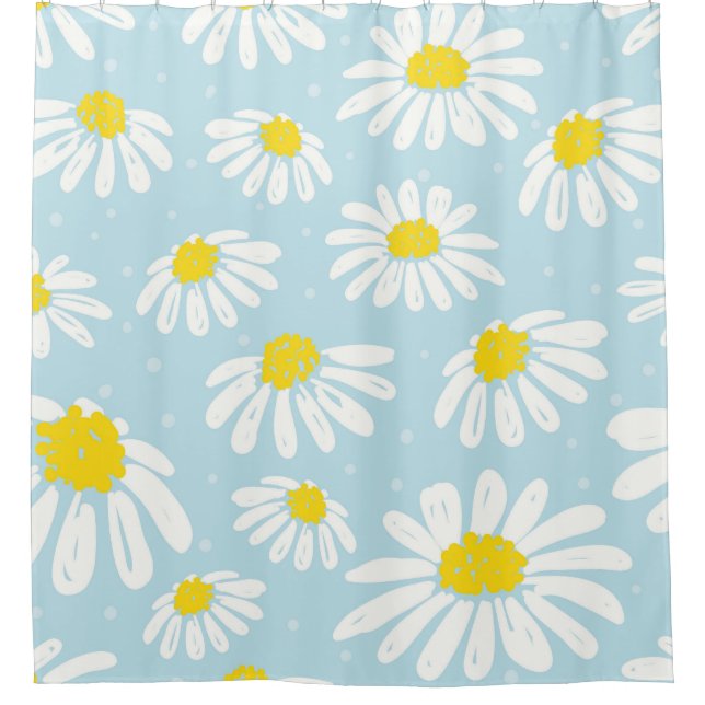 White Daisy Blue Background Seamless (Front)