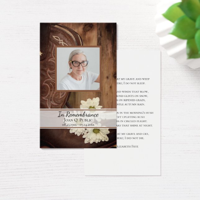 White Daisy Boots Western Funeral Memorial Prière (Bureau)