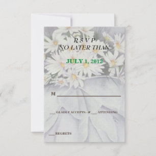 WHITE DAISY BOUQUET CUSTOMIZABLE RSVP CARDS