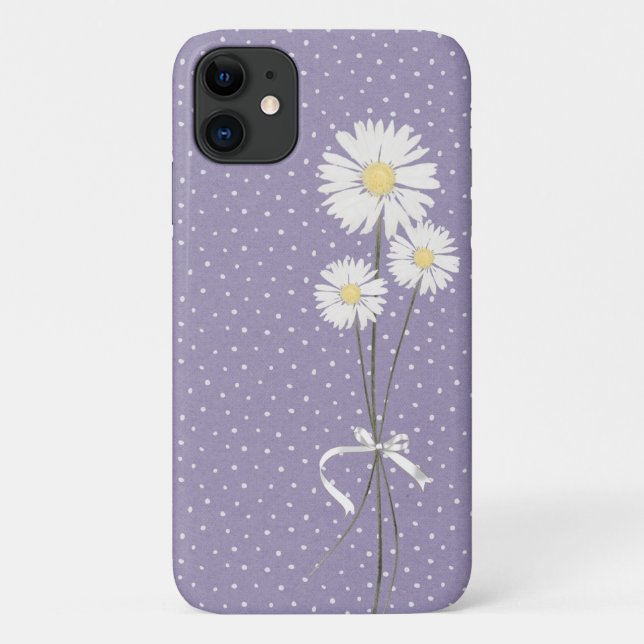 white daisy bouquet on pin dot pattern Case-Mate iPhone case (Back)