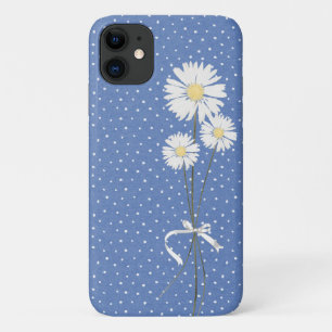 white daisy bouquet on pin dots iPhone 11 case