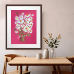 White Daisy Bouquet on Pink Gouache Painting Art Poster<br><div class="desc">Check out this sweet wall art, hand painted by me for you! Add your own text, change background colour too. Select the print size using the drop down menu above, and you can click the “edit design” button to customize the artwork to fit any size paper. Purchase a simple poster...</div>