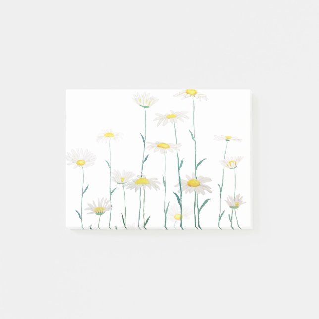 white daisy branch watercolor horizontal post-it notes (Front)