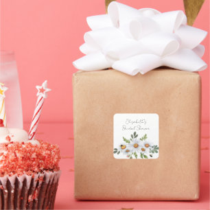 White daisy bridal shower stickers