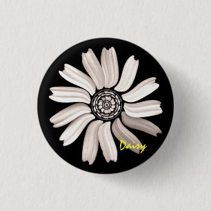 White Daisy Button/Pin 1 Inch Round Button
