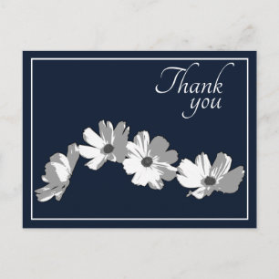 White Daisy Chain Navy Background Thank You Postcard