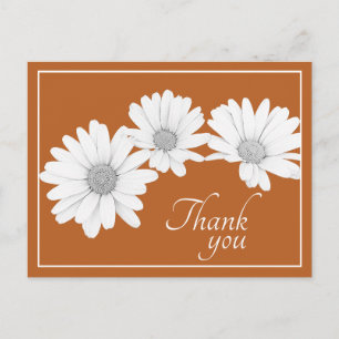 White Daisy Chain With Cinnamon Backdrop Thank You Postcard