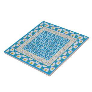 White Daisy Chains Ceramic Tile: Mix'n'match Tile